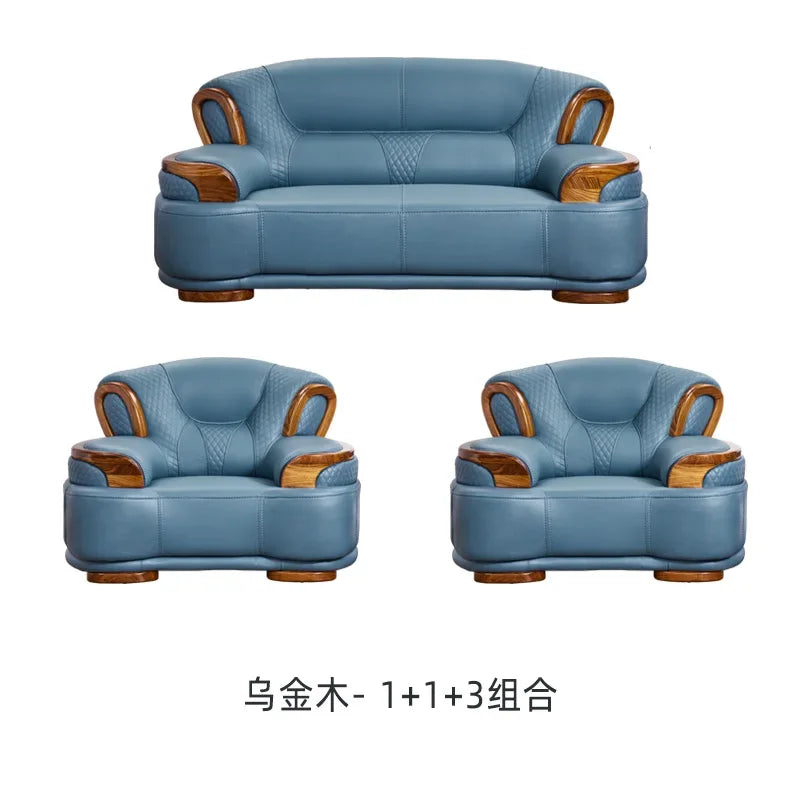 Designer Family Living Room Sofa Genuine Leather Sectional Floor Living Room Sofa Wood Minimalist Muebles Postmodern Furniture