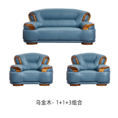 Designer Family Living Room Sofa Genuine Leather Sectional Floor Living Room Sofa Wood Minimalist Muebles Postmodern Furniture