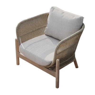 Outdoor rattan sofa courtyard garden open-air balcony leisure outdoor solid wood teak villa