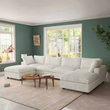 Living room inventory washable modern U-shaped 4-seat family white cloud modular combination sofa set
