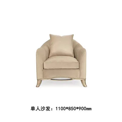 American modern simple living room solid wood fabric sofa French champagne gold combination full set of furniture