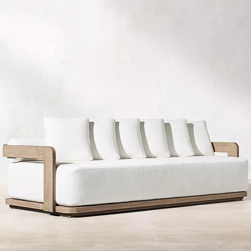 Teak outdoor sofa courtyard preservative wood furniture outdoor leisure sofa garden terrace old solid wood sofa chair