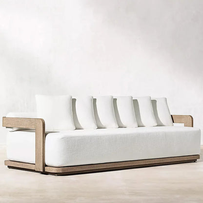 Teak outdoor sofa courtyard preservative wood furniture outdoor leisure sofa garden terrace old solid wood sofa chair