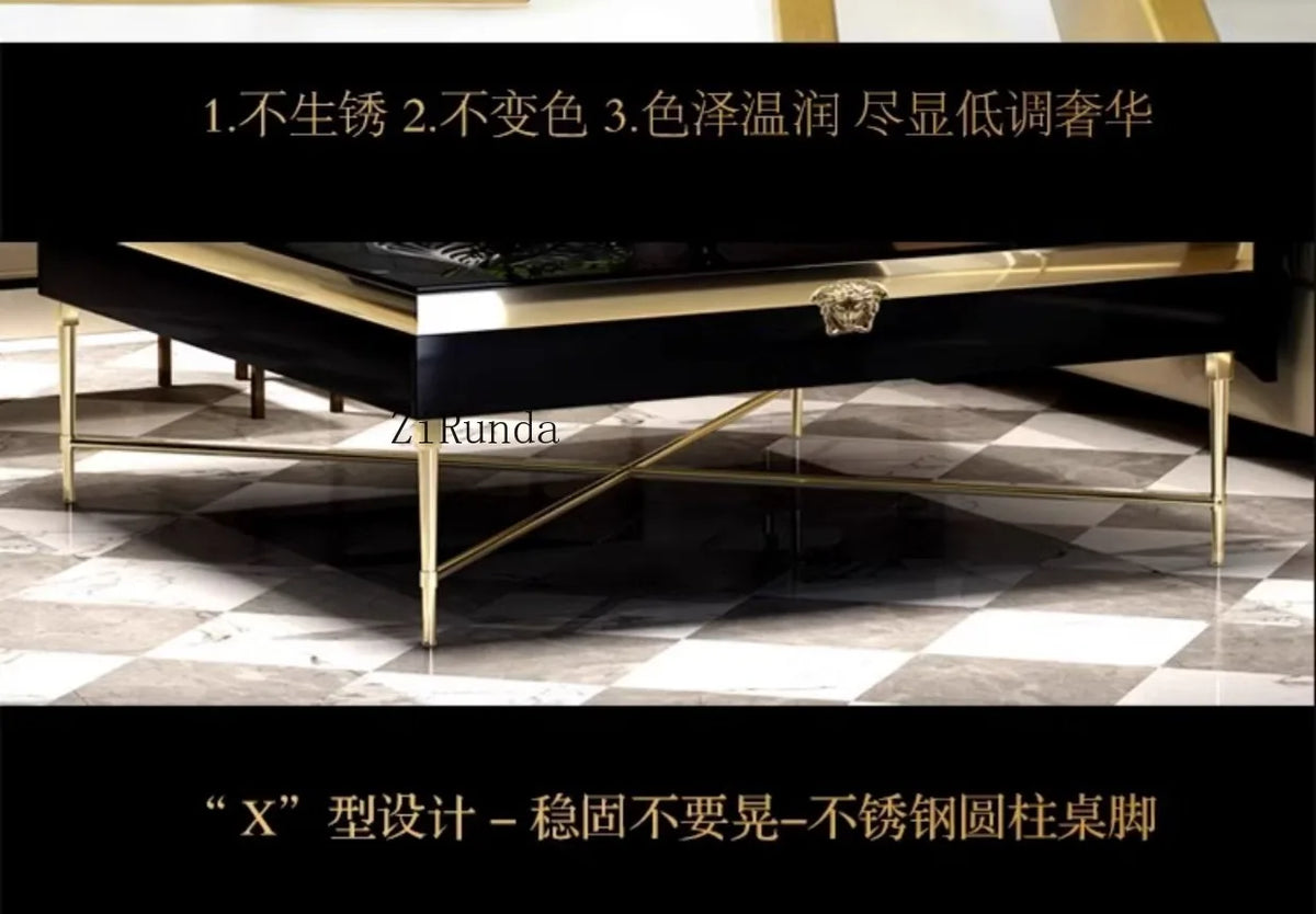 High fashion coffee table living room square paint glass square coffee table
