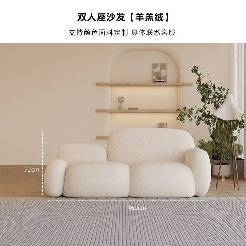 Simple living room, modern cream style, rental house, fabric sofa, straight row light luxury, bedroom sofa