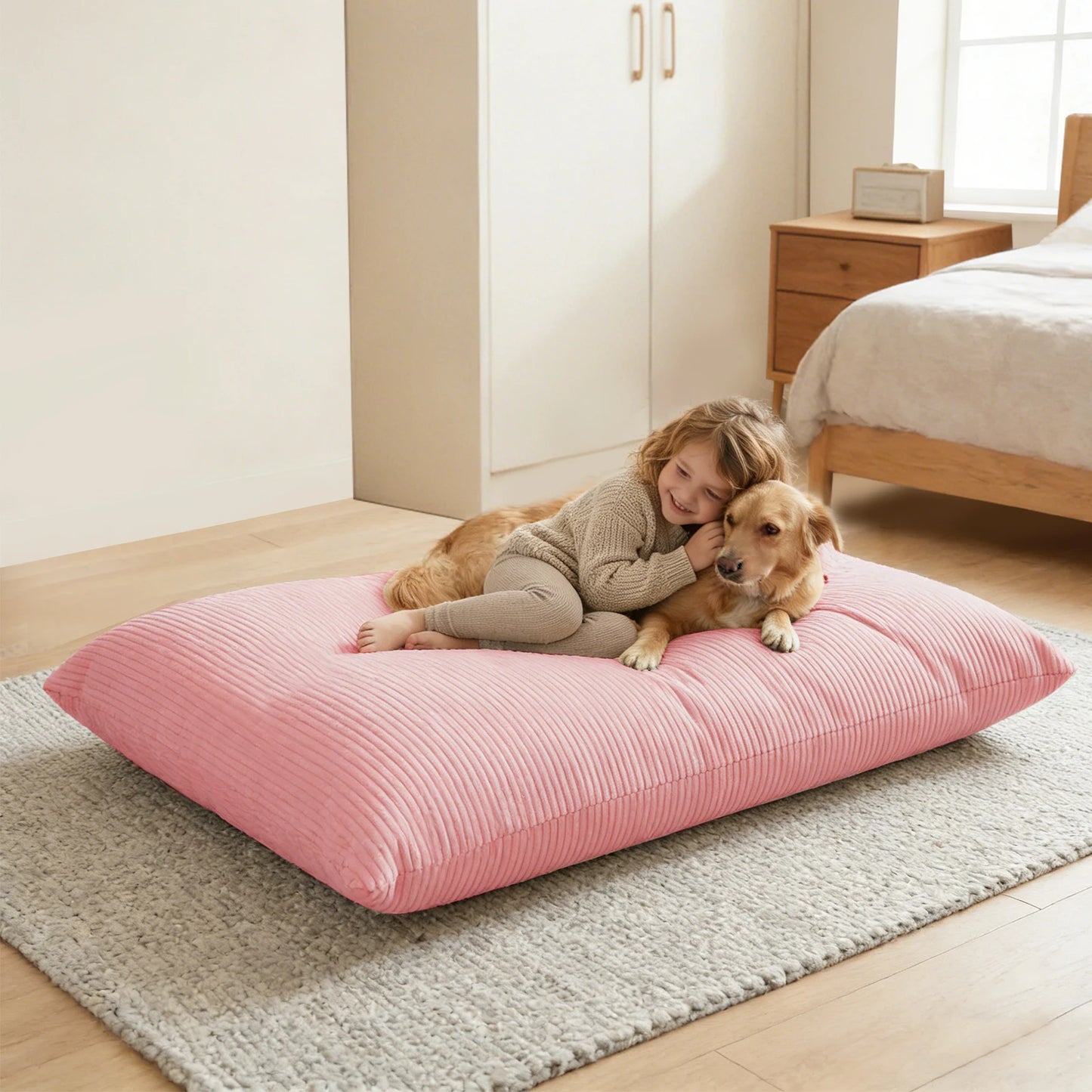 Kids Bean Bag Bed Foldable Compression Lounger Sofa Bed with Soft Removable & Washable Cover Foam-Filled Floor Lounger Chair