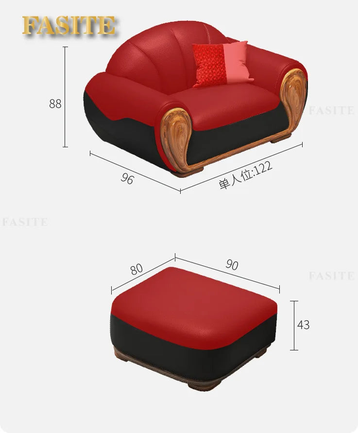 Leather sofa modern simple villa living room imported first layer cowhide