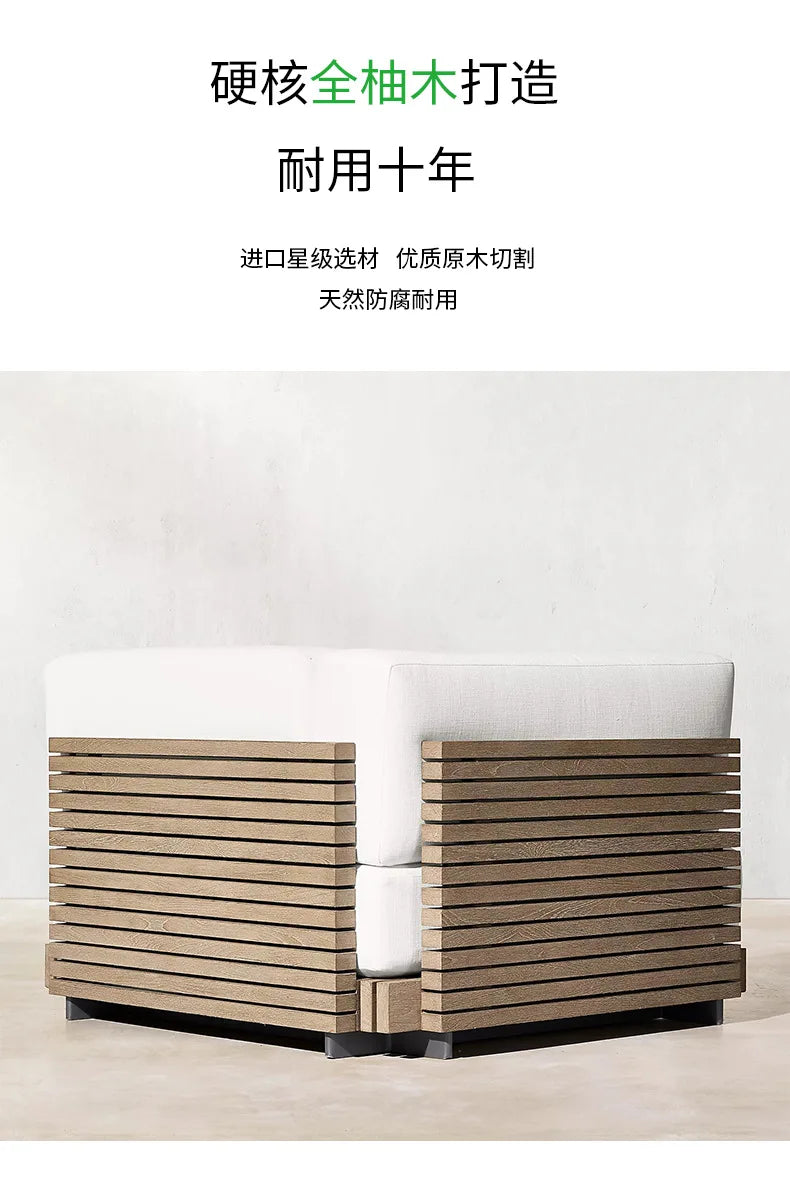 Nordic, outdoor, sofa, hotel, coffee table, outdoor, open-air, villa, solid wood, sofa, combination, courtyard, furniture