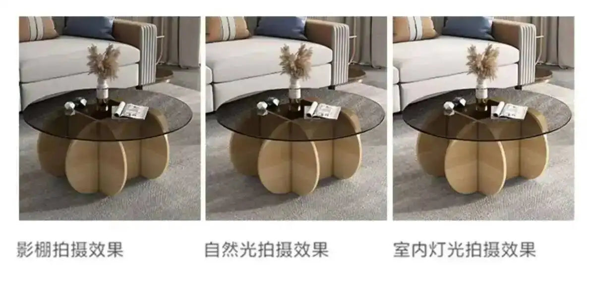 Table basse ronde en verre trempé résistant aux hautes températures, style luxe léger et créatif, stable, pour salon et maison