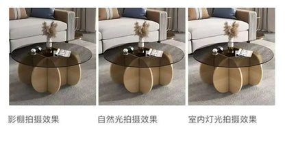 Table basse ronde en verre trempé résistant aux hautes températures, style luxe léger et créatif, stable, pour salon et maison