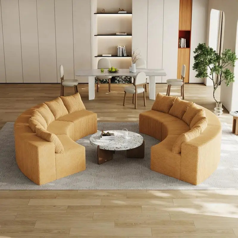 Curved Modular Sectional Foam Sofa with 12 Pillows, Semi-Circular Design for Living Room, Bedroom, Office, Leisure, Nap,