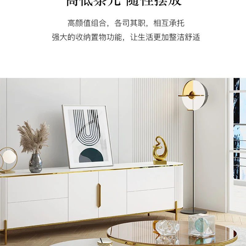 D178 Y Coffee Table Modern Living Room Size round Combination Rounded Corner Paint Metal Complete Set Stone Plate round Coffee T
