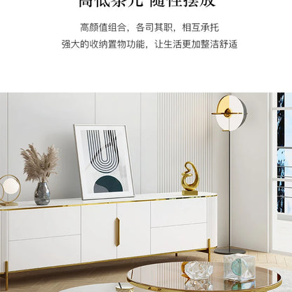 D178 Y Coffee Table Modern Living Room Size round Combination Rounded Corner Paint Metal Complete Set Stone Plate round Coffee T
