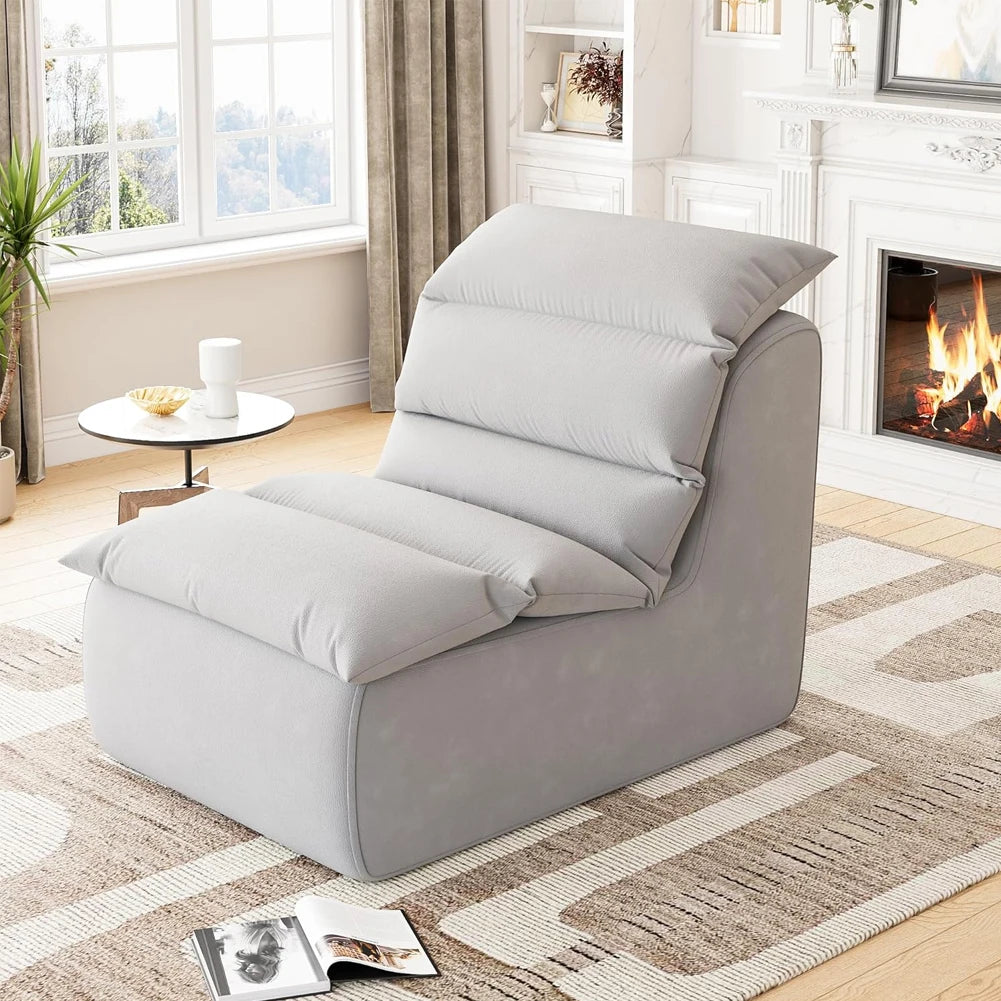 Bean Bag Chair for Adults, Lazy Floor Sofa with High-Resilience Foam, Non-Slip Base, Fireside Chair for Reading Gaming Living Ro