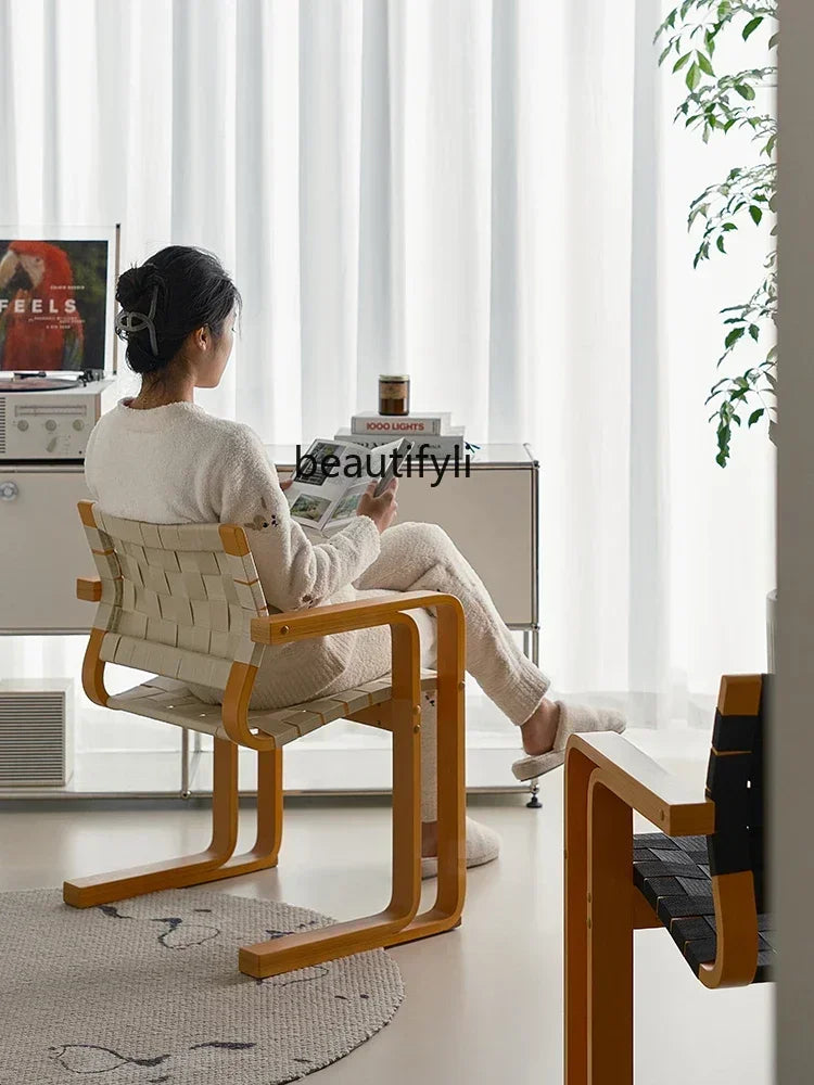 xxqArmrest Dining Chair Mid-Ancient Woven Chair Retro Desk Office Computer Chair