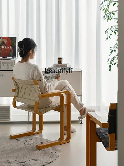 xxqArmrest Dining Chair Mid-Ancient Woven Chair Retro Desk Office Computer Chair