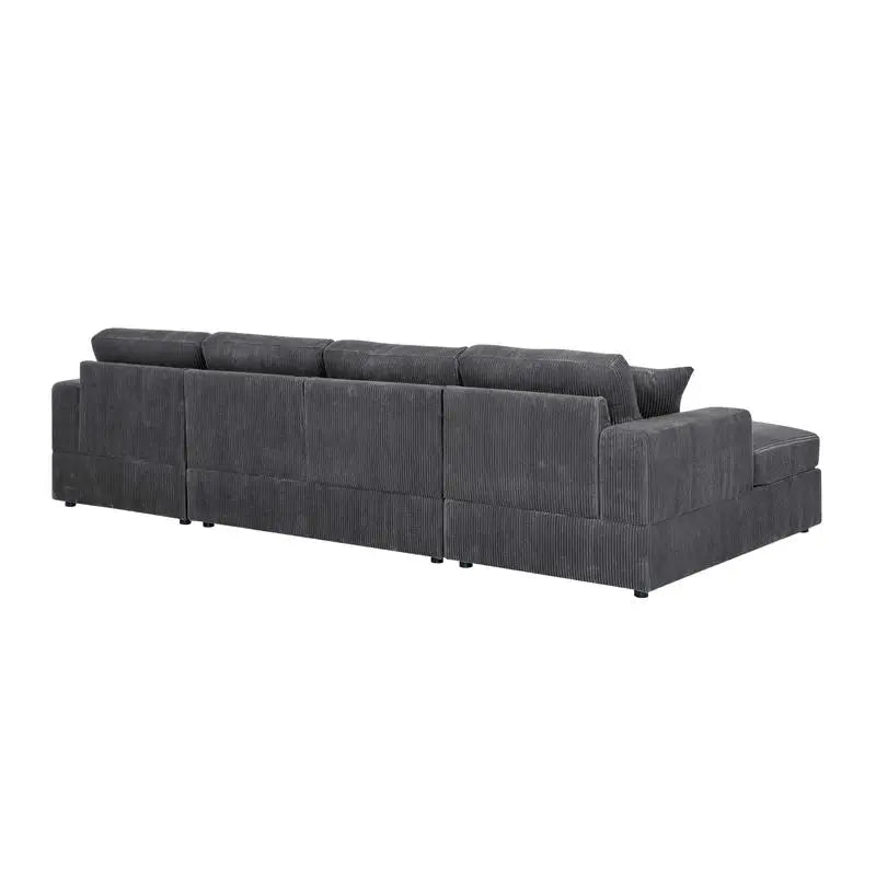 3-Pc Corduroy Double-Chaise Sectional Sofa with Plush Cushions and Modern Design, Comfortable Seating for Living Room, Stylish
