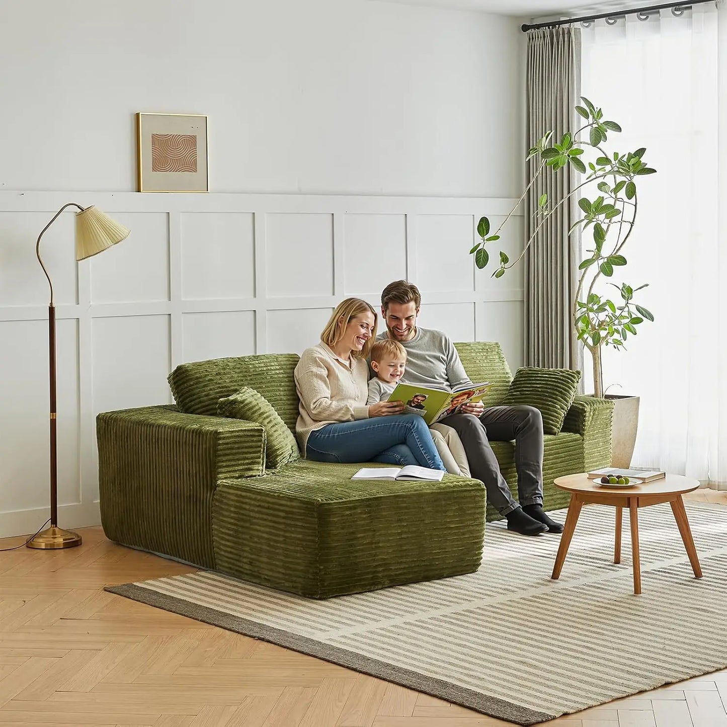 118" Compressed Sofa for Living Room L Shaped Boneless Couch, Modular Sectional Sofa, Sofa Bed Memory Foam Couches with Chaise