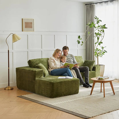 118" Compressed Sofa for Living Room L Shaped Boneless Couch, Modular Sectional Sofa, Sofa Bed Memory Foam Couches with Chaise
