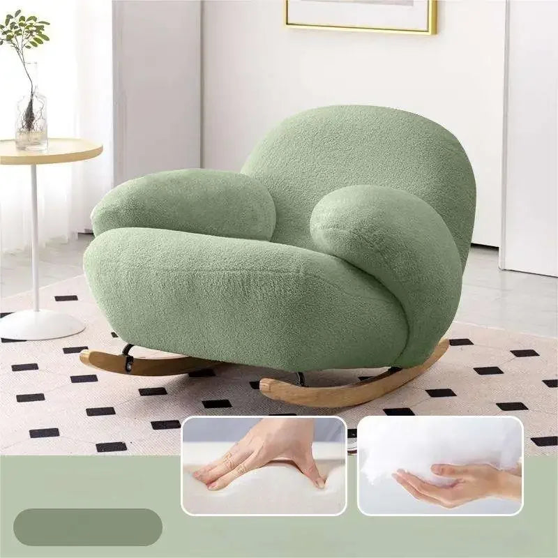 Big white Internet celebrity rocking chair lazy sofa single rocking cream living room lazy chair simple balcony bedroom