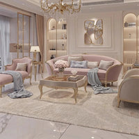 French light luxury court princess cream wind carved three-person sofa neoclassical American solid wood princess sofa combinatio