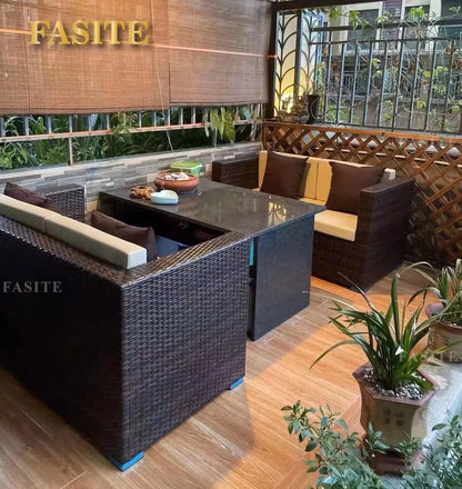 Outdoor rattan sofa combination U-shaped corner courtyard garden balcony hotel