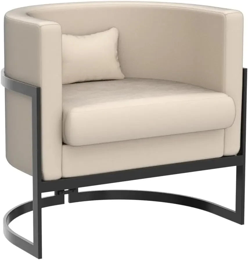 [Best Seller, Buy Now!]Premium Faux Leather Accent Chair Modern Barrel Chair Upholstered Armchair for Living Room Bedroom Single
