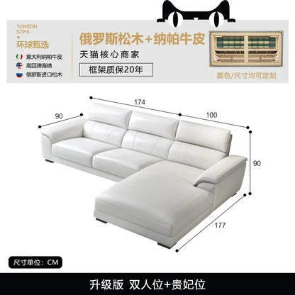 Italian style leather sofa size modern simple high-end cowhide living room sofa set living room combination sofa furniture