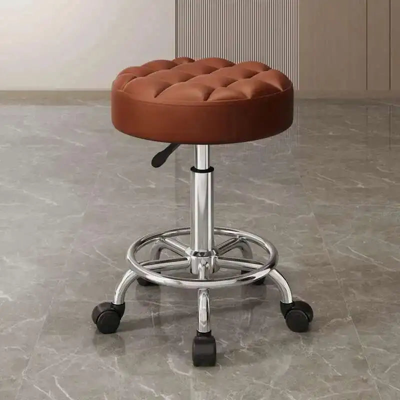 Barber Nail Salon Chair Swivel Wheels Rotating Salon Hair Stylist Barbershop Equipment Furniture Professional Rolling Silla