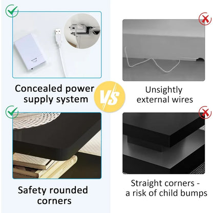 Modern AHB LED Coffee Table for Living Spaces - Glossy Two-Level Design in 16 Vibrant Colors with Rounded Edges