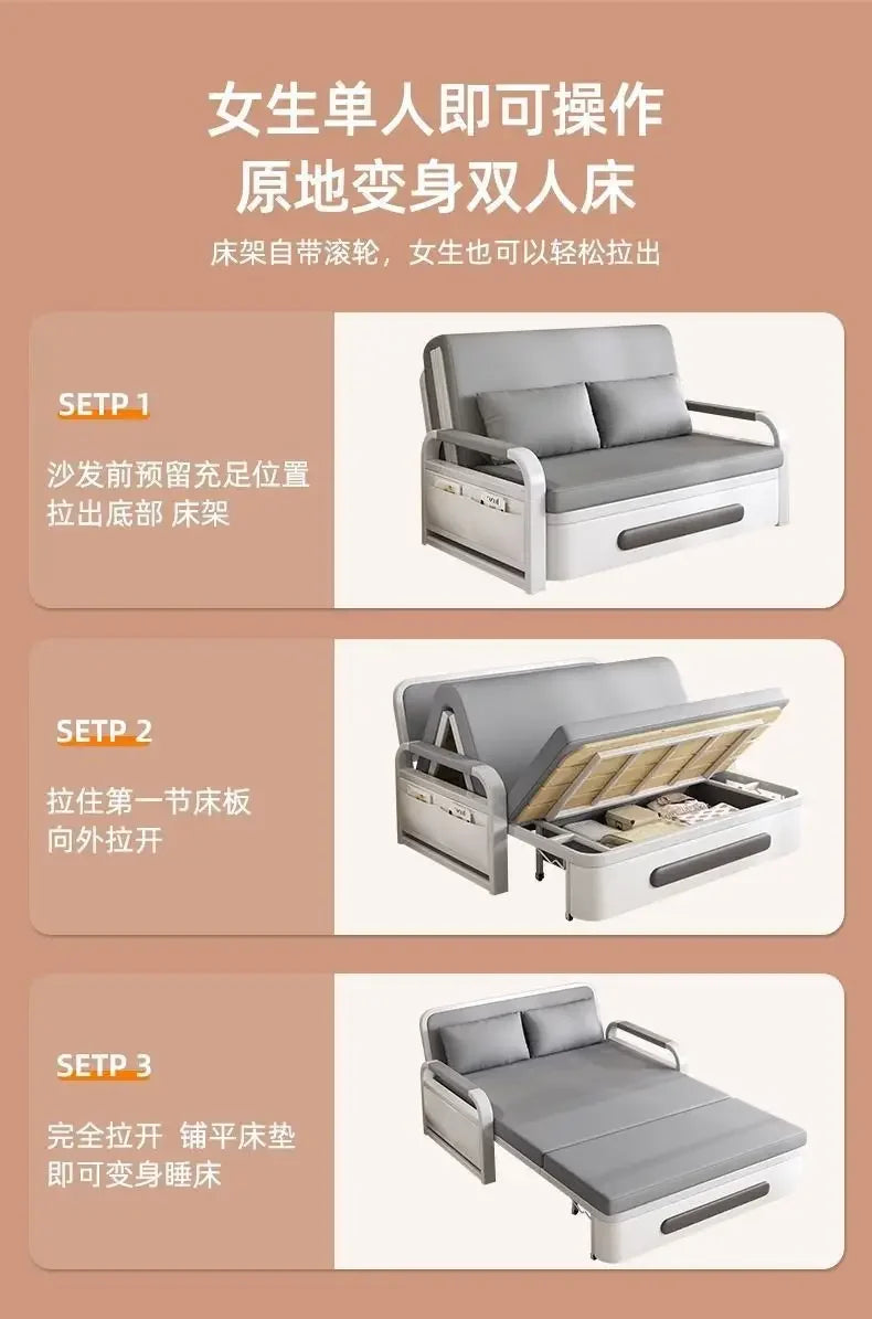 Sofa bed integrated dual-purpose small apartment Internet celebrity balcony multi-function retractable bed New technology