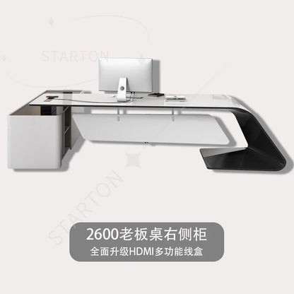 Aesthetic Executive Luxury Desk, Manager L Shaped Modern, Designer Computer Table Organizer Workstation Escritorio Design