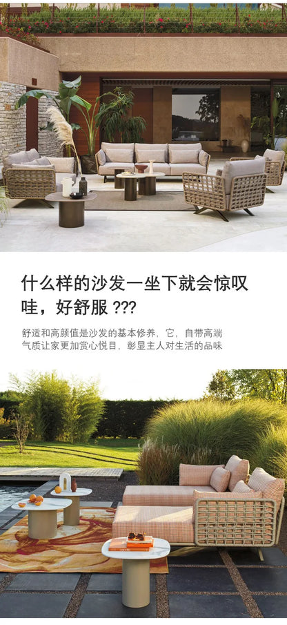 High-end outdoor furniture open-air balcony rain protection sun protection sofa courtyard outdoor villa hotel garden combination