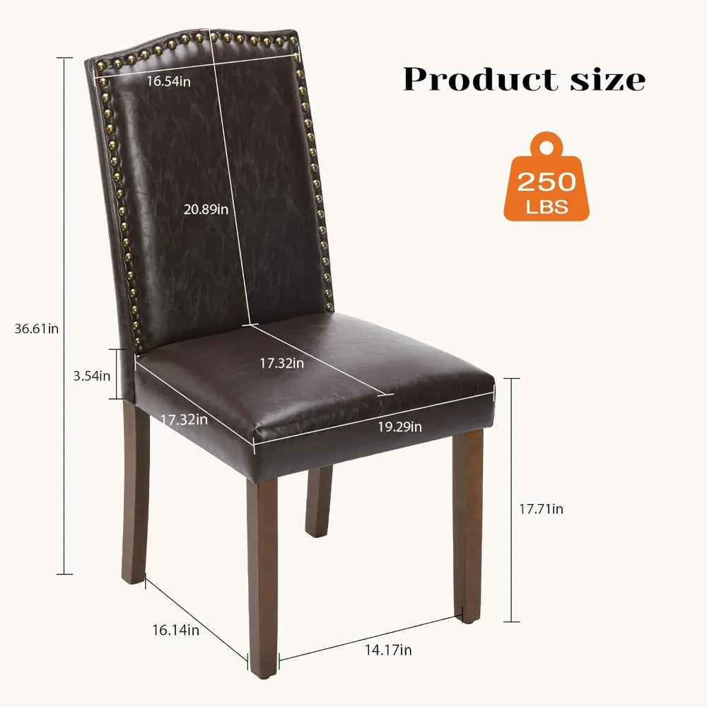 Mid-Century Modern Upholstered Leather Dining Chairs Set of 6 for High-End Kitchen and Dining Rooms