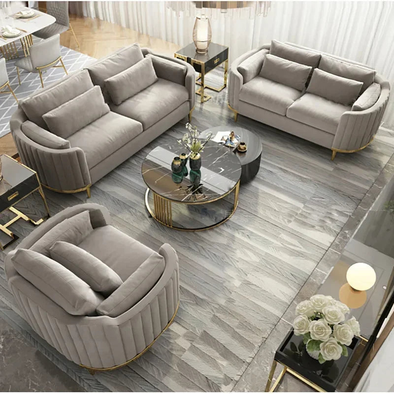 Dubai Luxury Fabric Sofa Set Living Room Couch Furniture Curved Home Sofa Set 1+2+3