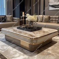 New High-end Marble Coffee Table Villa Large Flat Floor Living Room Home Designer Model Tea Table with Drawers