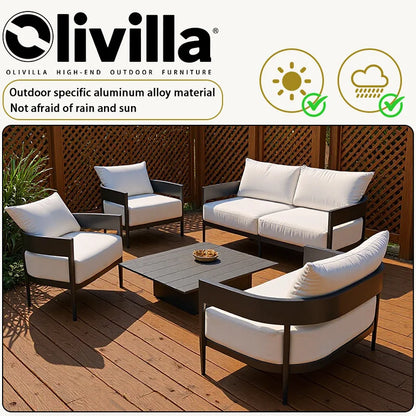 Modern Aluminum Alloy Lounge Sofa for Guesthouse Courtyard Villa Hotel Sunroom Open-air Furniture Set Garden Outdoor Sofa Couch