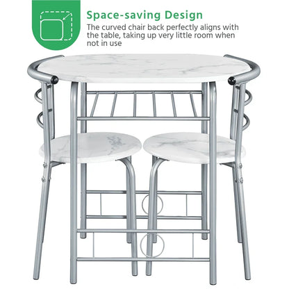 Alden Design Modern Dining Set 3pcs round Table And 2 Chairs Multiple Colors Available for Kitchen Room Furniture