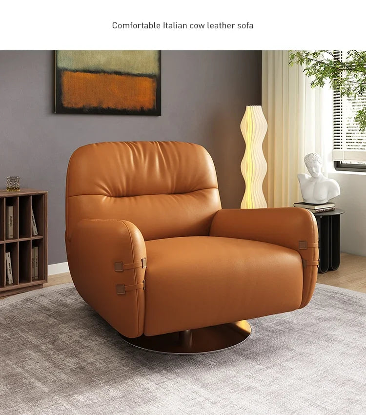 HXL modern light luxury leather sofa chair single simple living room small apartment bedroom leisure chair