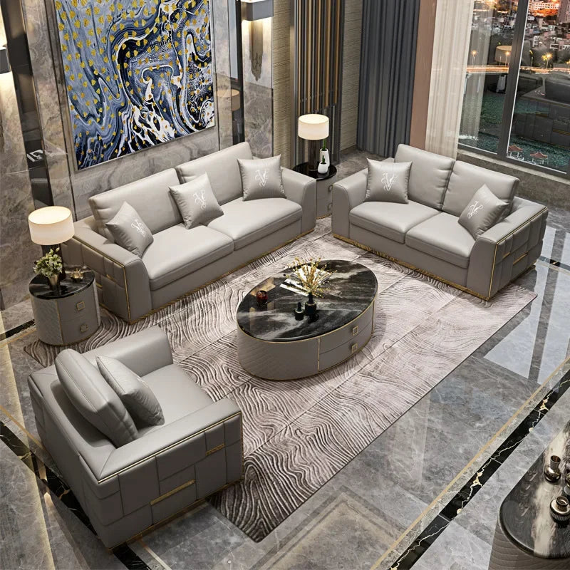 Italian Three-person Leather Sofa