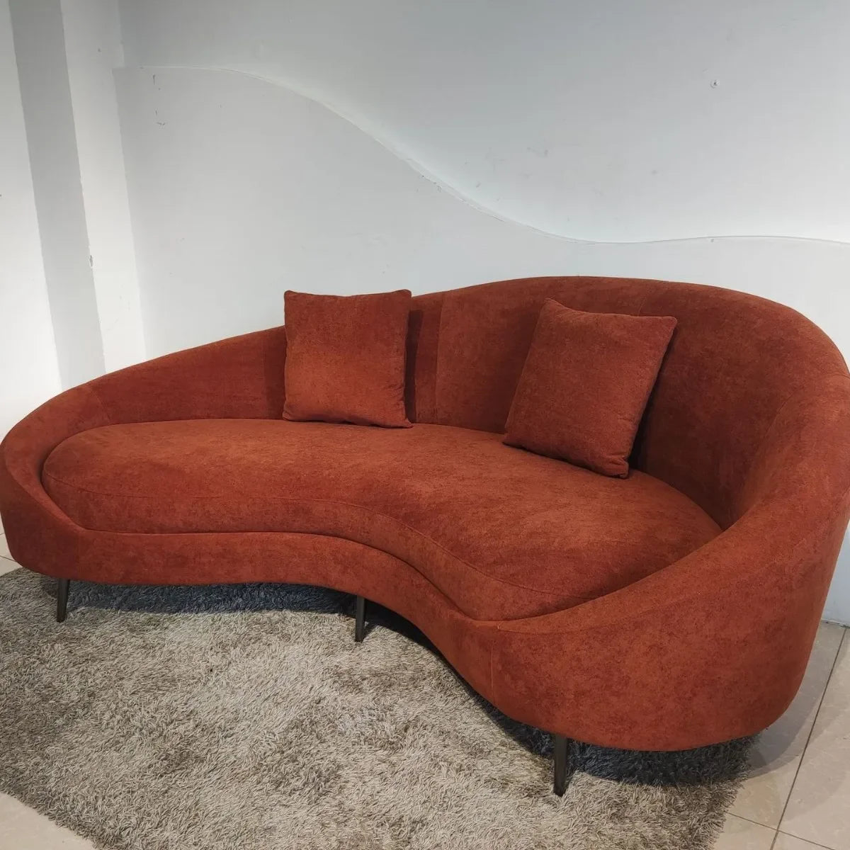 Cashew curved fabric sofa, living room lazy leisure Internet celebrity simple soft sofa