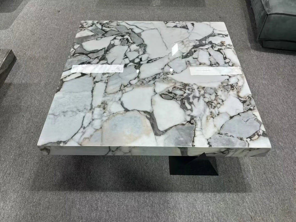 HLZ Modern Minimalist Marble Coffee Table Light Luxury Large and Small Apartment Home Living Room Square Flat Coffee Table