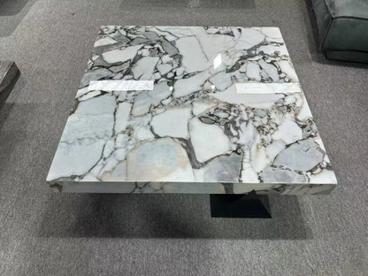 HLZ Modern Minimalist Marble Coffee Table Light Luxury Large and Small Apartment Home Living Room Square Flat Coffee Table