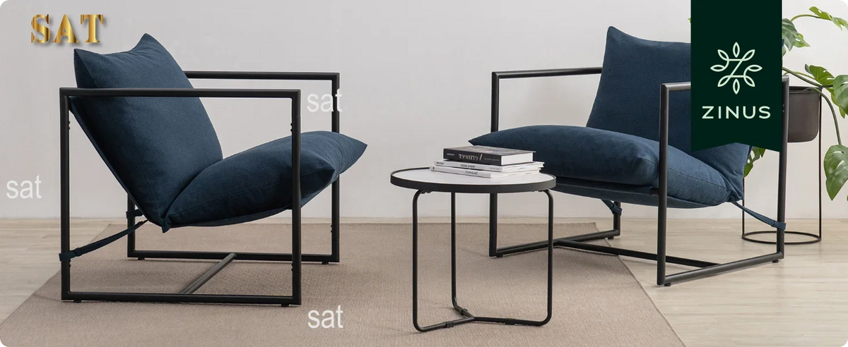 /Sling Accent Chair / Metal Framed Armchair with Shredded Foam Cushioning, Dark Grey