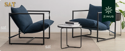 /Sling Accent Chair / Metal Framed Armchair with Shredded Foam Cushioning, Dark Grey