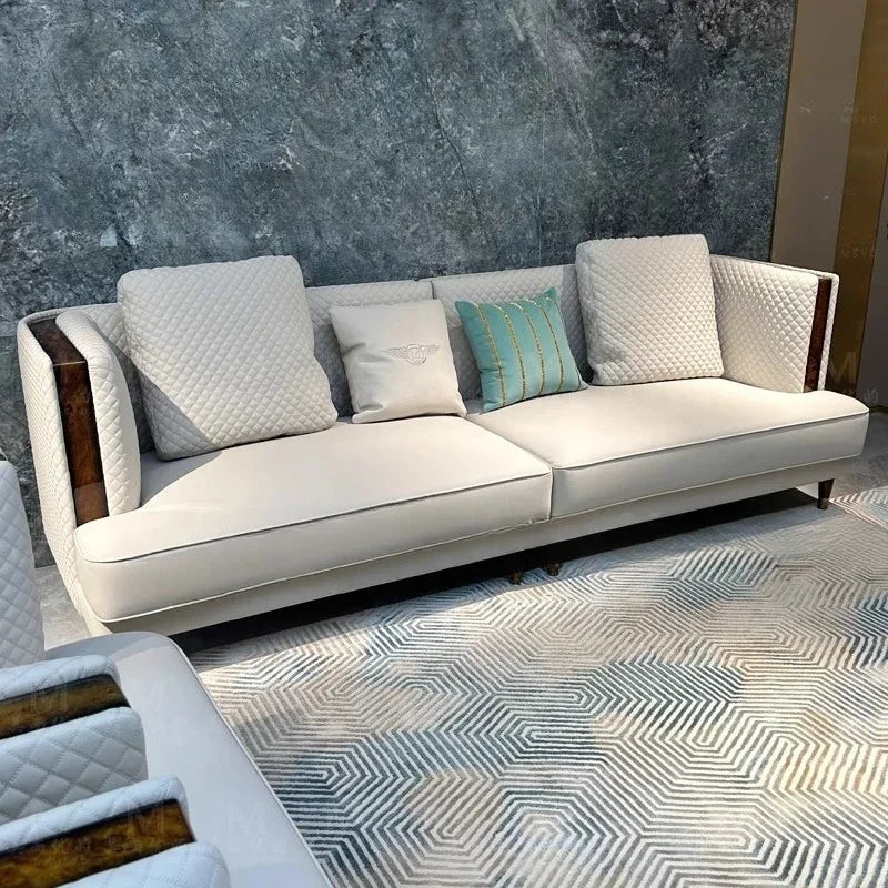 Italian light luxury leather sofa combination