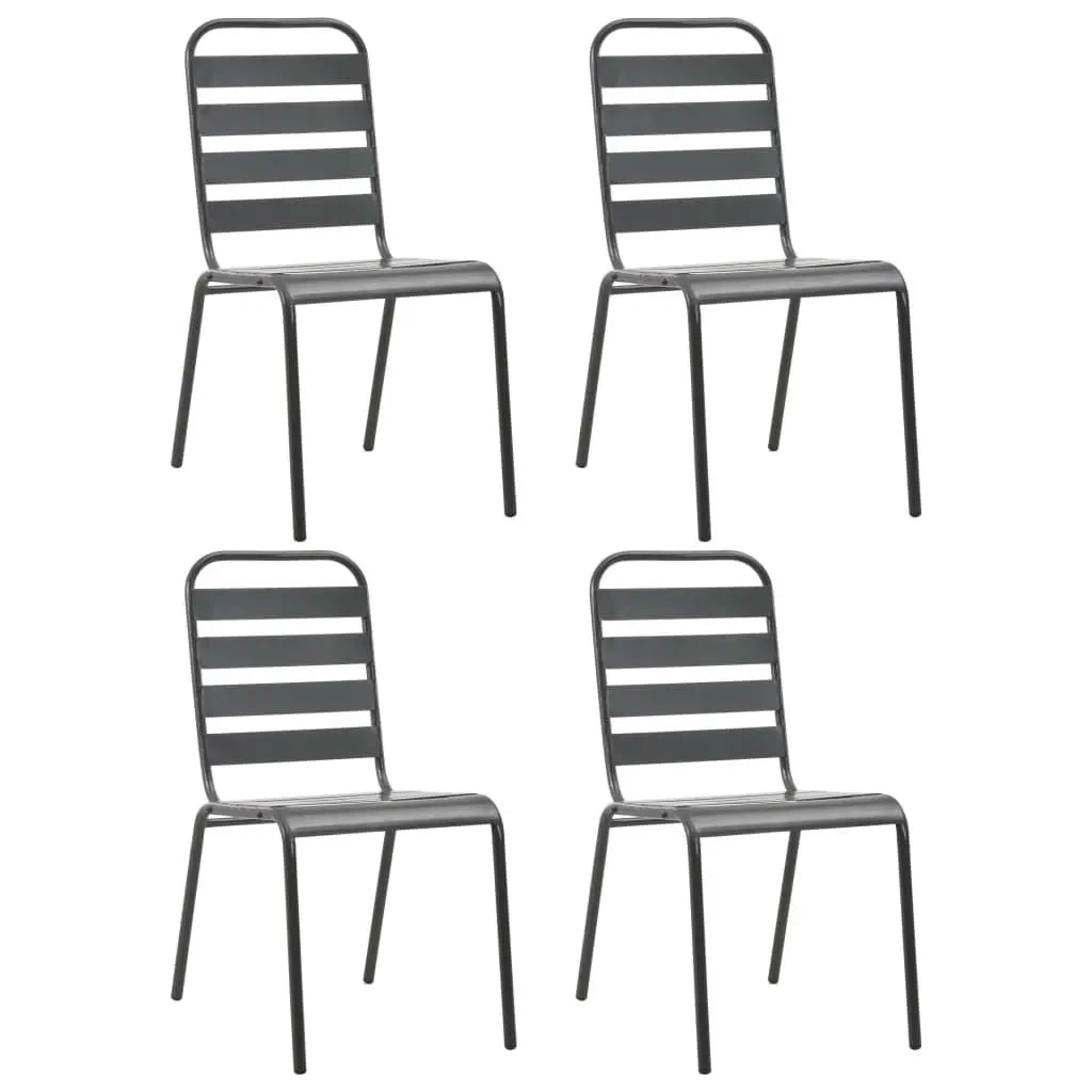 Dark Gray 5-Piece Steel Patio Dining Set Durable Outdoor Furniture