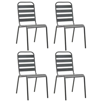 Dark Gray 5-Piece Steel Patio Dining Set Durable Outdoor Furniture