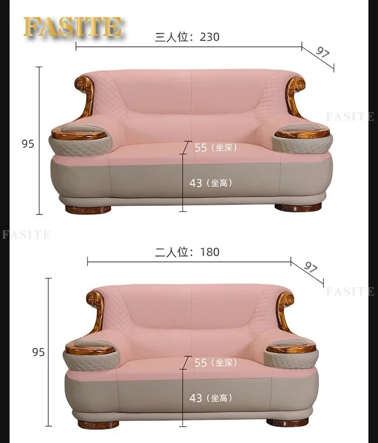 Modern simple ebony leather sofa new Chinese living room size apartment solid wood first layer cowhide new combination