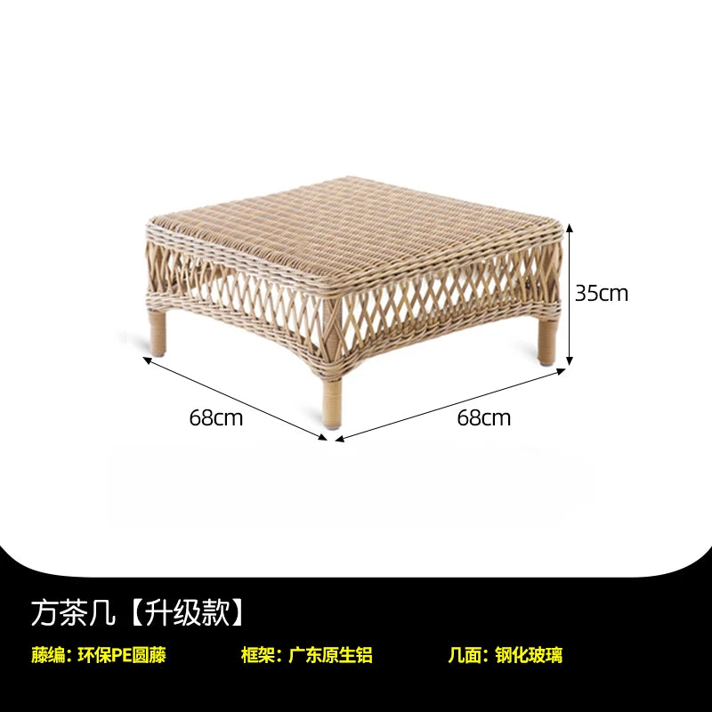 HXL outdoor sofa balcony rattan chair garden waterproof aluminum alloy outdoor terrace casual rattan sofa chair